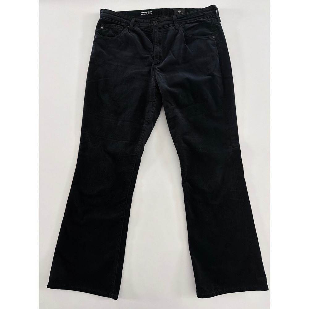AG Adriano Goldschmied The Jodi Crop High Rise Slim Flare Velour Pants Black 30